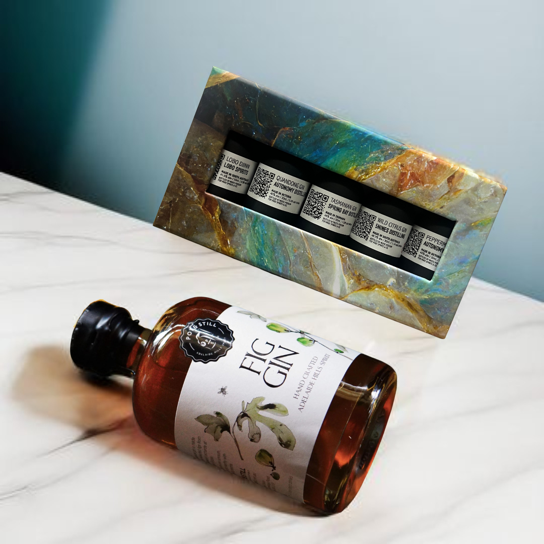Gift box with fig gin and gin tasting box 