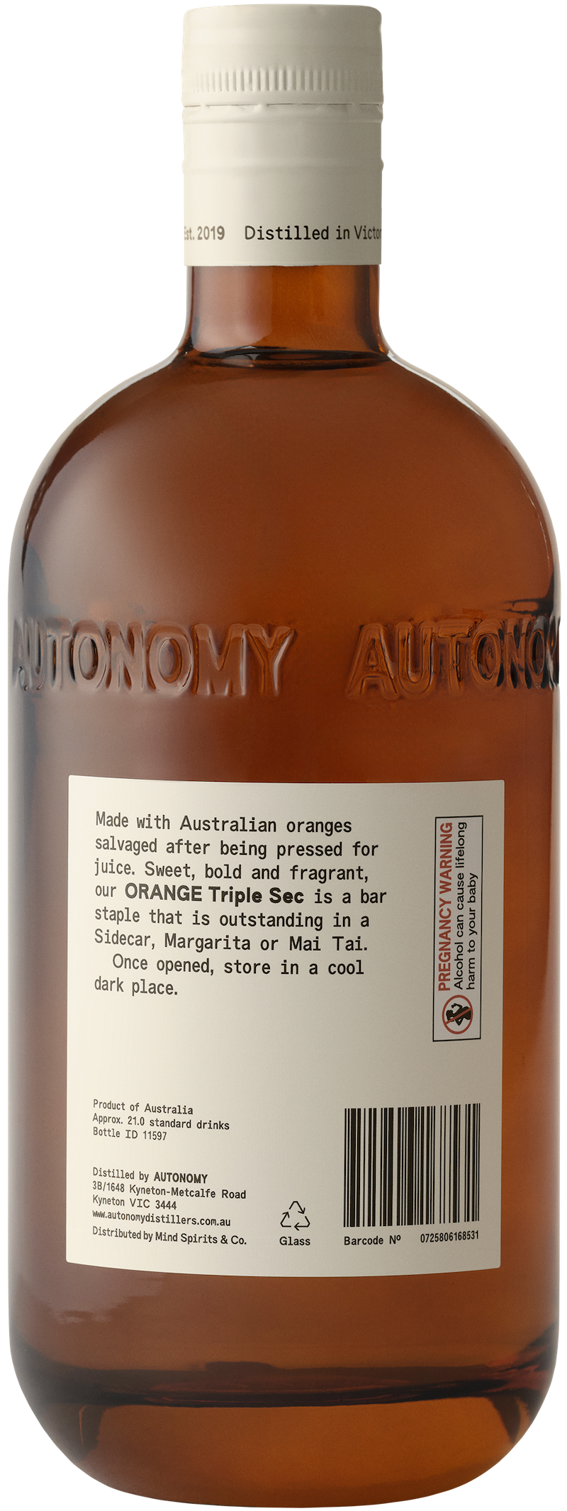 Autonomy Orange Triple Sec Liqueur 38% 700ML