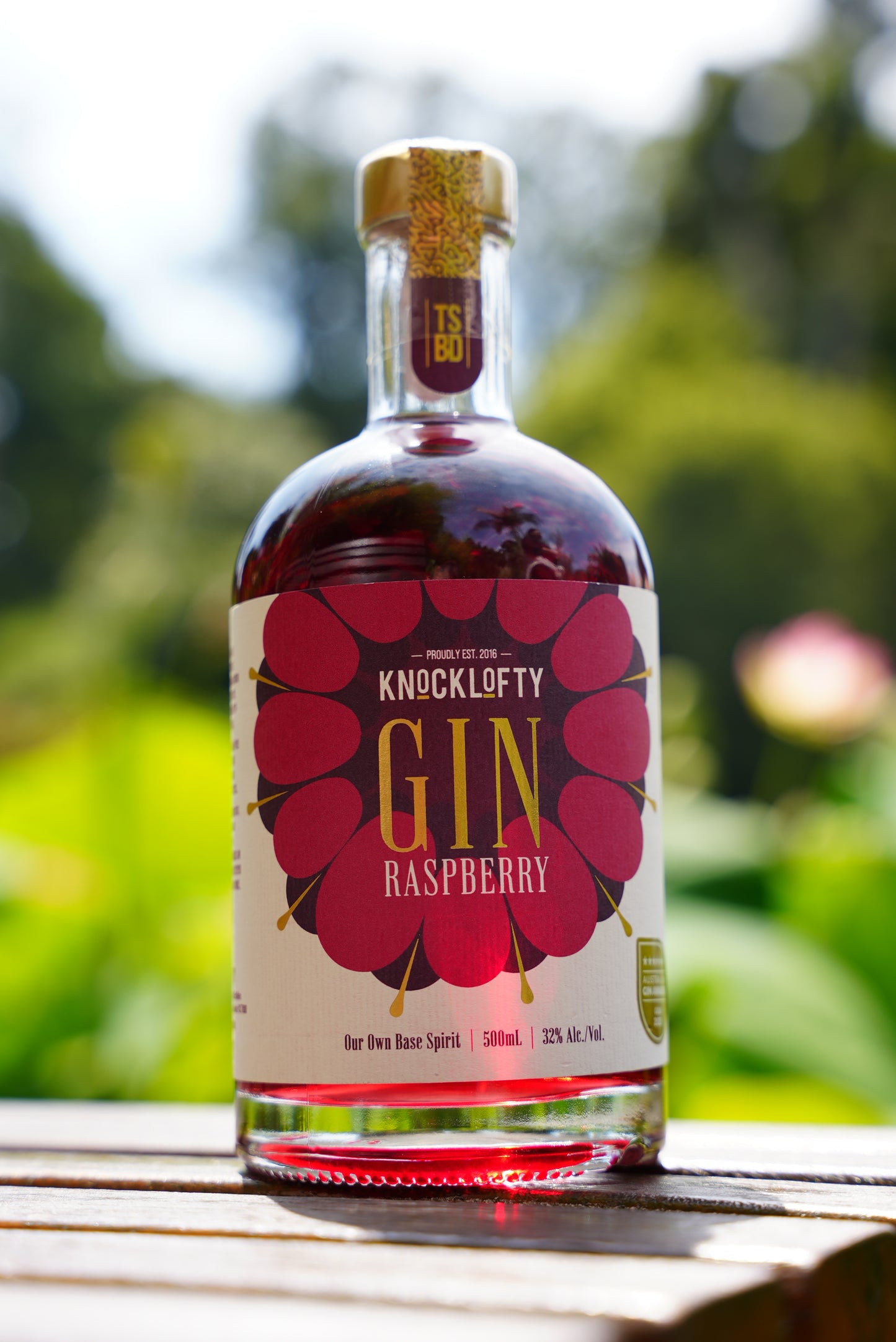 Knocklofty Tasmanian Raspberry Garden Gin 32% 500mL