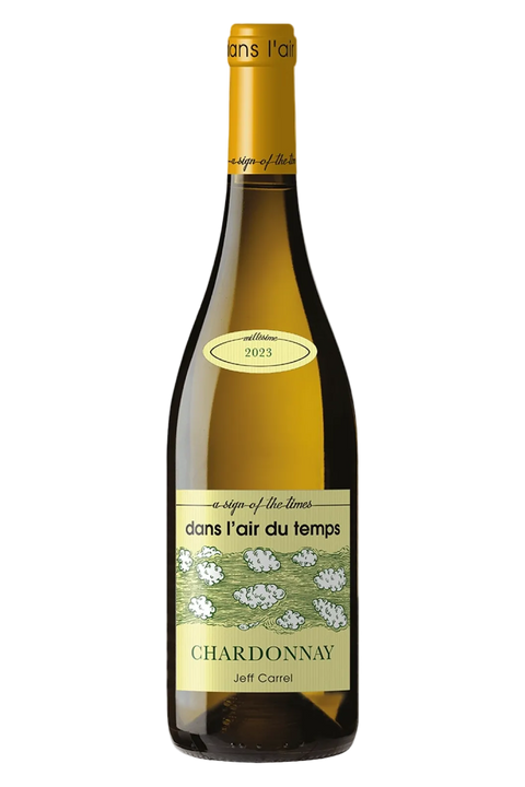 mylocalspirits Jeff Carrel Dans l'Air du Temps Chardonnay 2023 white wine bottle with a pale gold label and cloud art